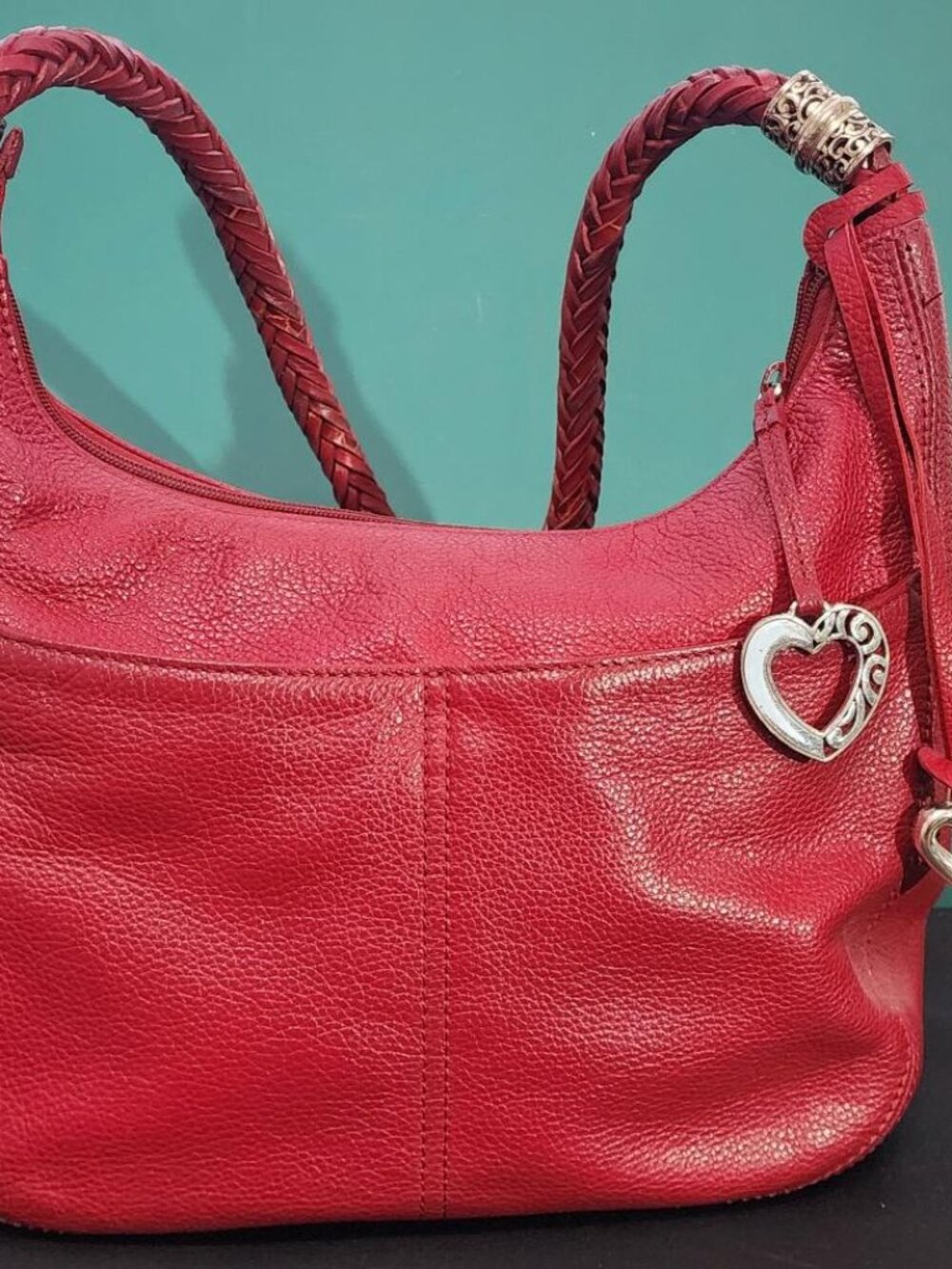 BRIGHTON HOBO “BARBADOS” SHOULDER BAG PURSE -RED
